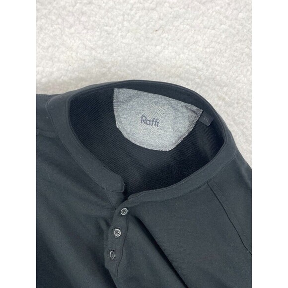 Raffi The Derek Henley Sweater Mens Black Knit Long Sleeve 3 Button Pullover XXL - Picture 4 of 9